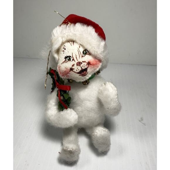Annalee Christmas White Kitten Cats Candy Cane Stocking Stuffer Ornament - Picture 6 of 8
